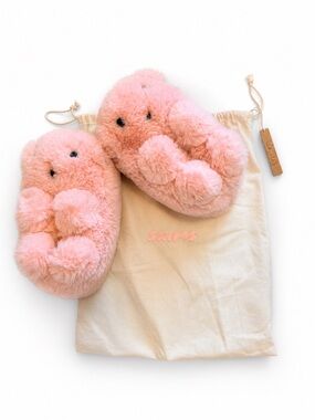 Skims Teddy Bear Slippers Barely Pink Size 40 US 9.5 limited edition NWT NIB